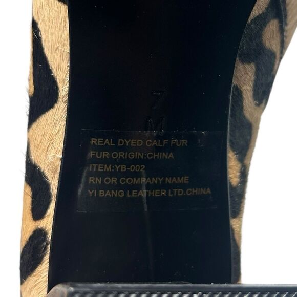 Van Eli Calf Hair Leopard Print Ankle Boots Size 7 Block Heel Cheetah Print - Picture 11 of 15